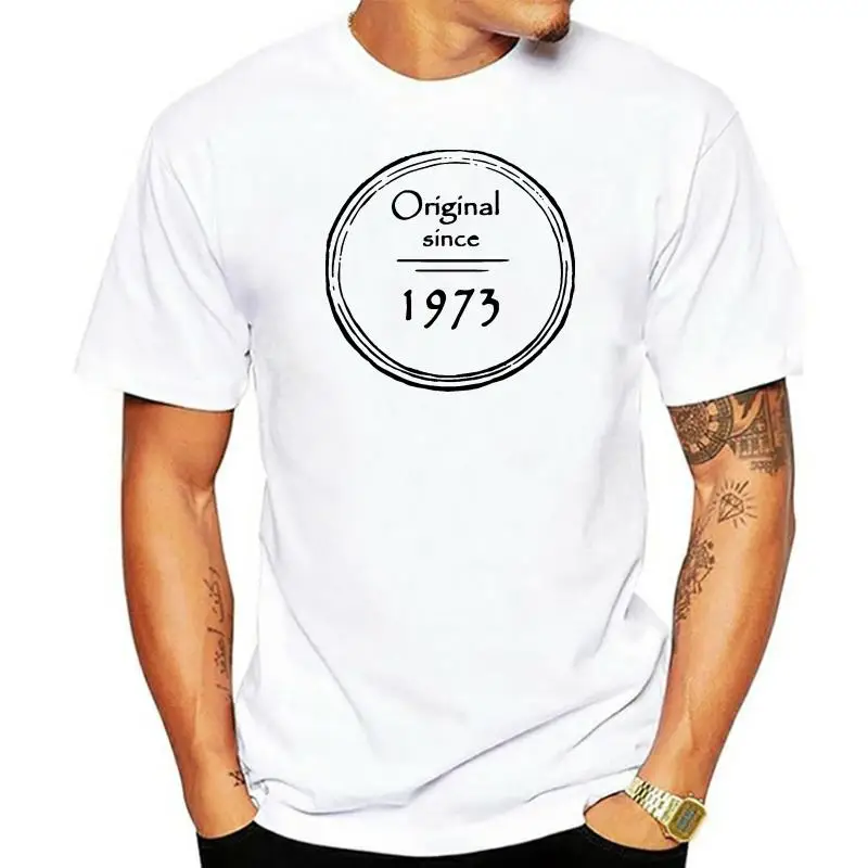 

Vintage Designs Custom 1973 Tshirt For Mens Classic Hilarious Cotton Solid Color Awesome Men's T Shirts Hiphop