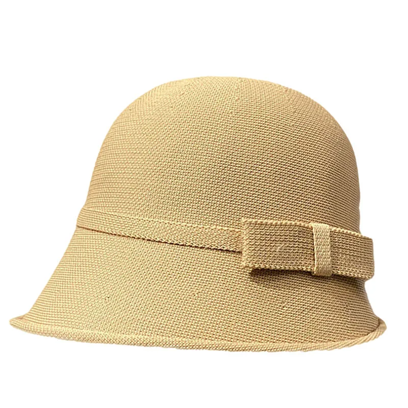 Breathable Knitted Bucket Hat Bowknot long in front and short in Back Irregular Brim Fisherman Basin Cap new Sun Protection hat