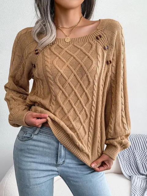 2022 Autumn Winter Knitted Sweater Women Casual Pullovers Sweaters Loose Warm Jumper Fall Outfits Knitwear 3