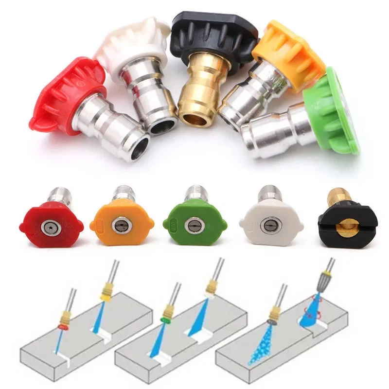 

5 pcs/set High Pressure Washer Spray Nozzle Tips Variety Degrees 1/4 Stainless Steel 4000 Psi Quick Connect Spray Tip