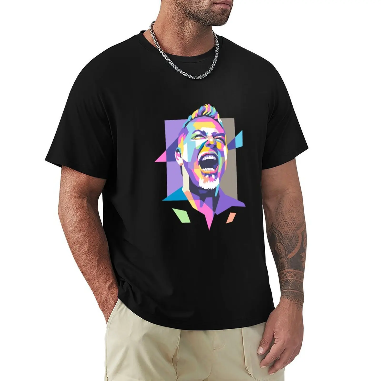 Фото Джеймс Хетфилд в футболке WPAP больших размеров, базовая модель с коротким рукавом. №1