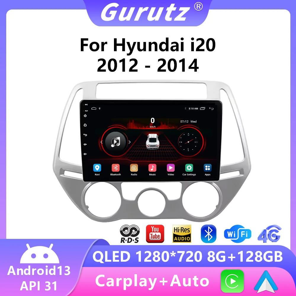 Автомагнитола 2 Din Android 13 мультимедийный видеоплеер для Hyundai I20 2010-2014 GPS-навигация