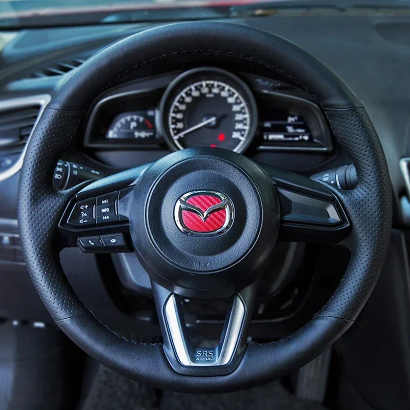

Автомобильный чехол на руль с оплеткой для ручного шитья для Mazda 3, Axela Atenza Cx4 Cx5 Cx8, автомобильные аксессуары из натуральной кожи O-типа