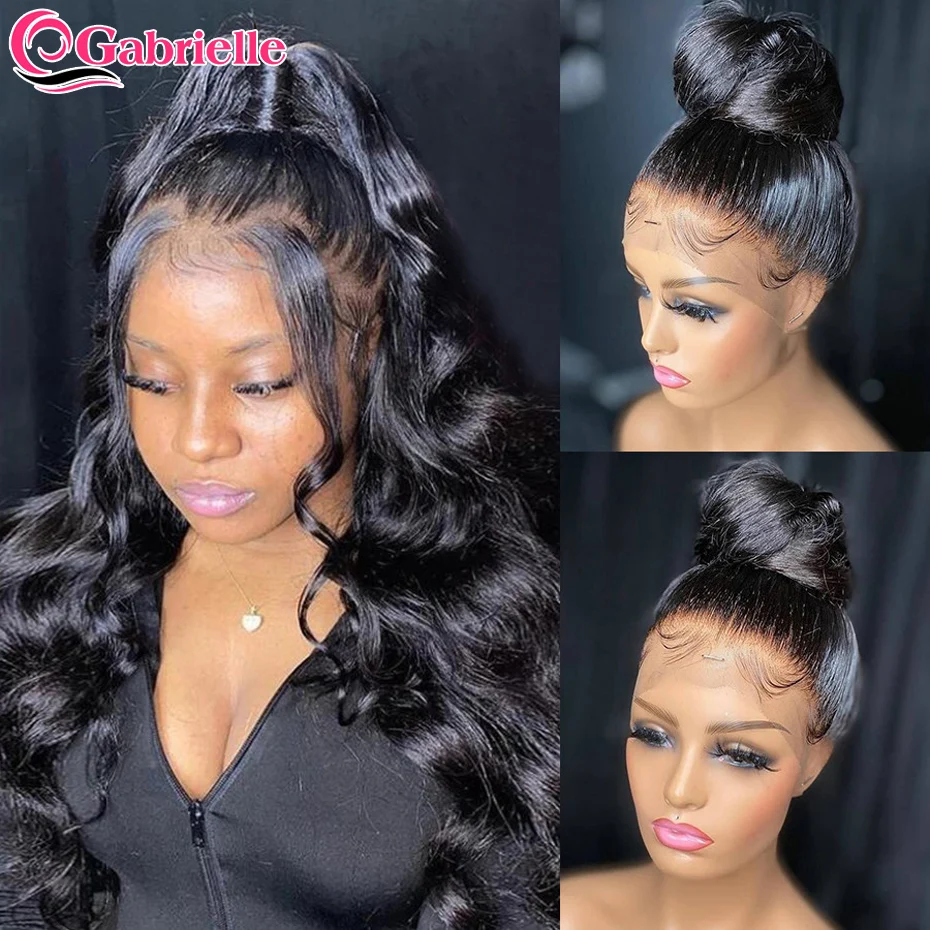 360 HD Lace Frontal Wig Body Wave Transparent Lace Front Human Hair Wigs for Women Glueless Wig Peruvian Hair 30 Inch Gabrielle