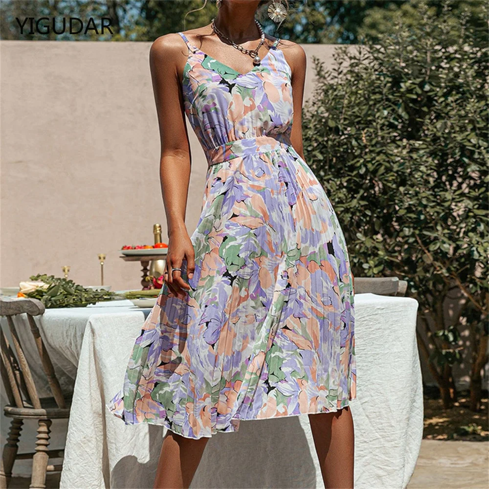 

Summer Beach Maxi Dress Women Floral Print Boho Long Chiffon Dress Ruffles Wrap Casual V-Neck Split Sexy Party Dress Robe
