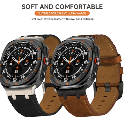 Кожаный ремешок для Samsung Galaxy Watch 7 Ultra CAOWTAN