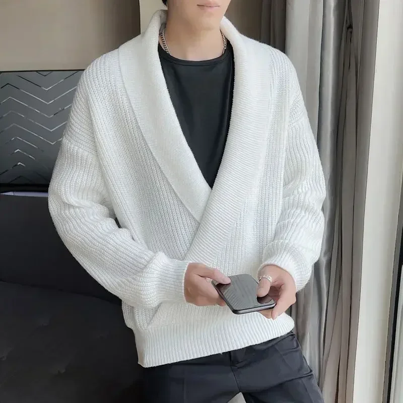 Новый толстый свитер для мужчин пальто в корейском стиле дизайнерский свитшот Y2k