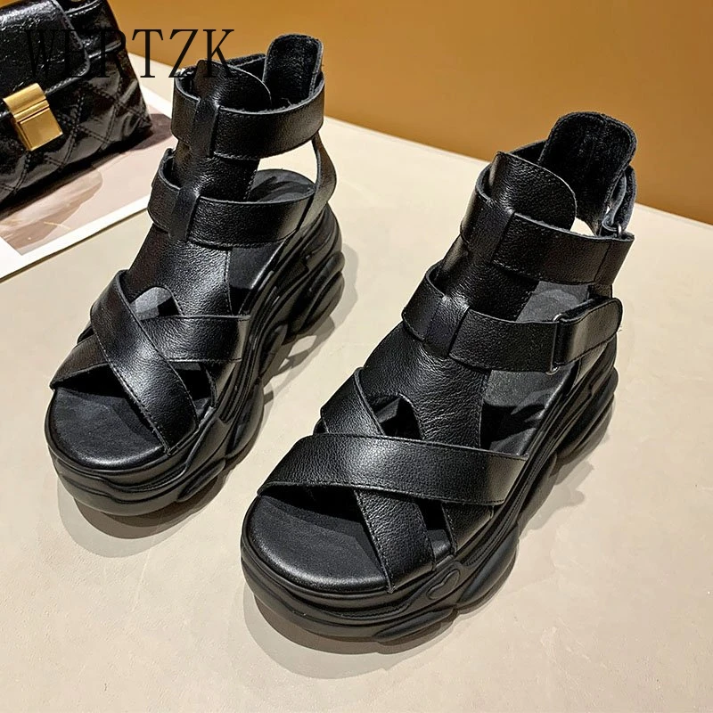 Женские ботильоны на танкетке повседневные ботинки в готическом стиле