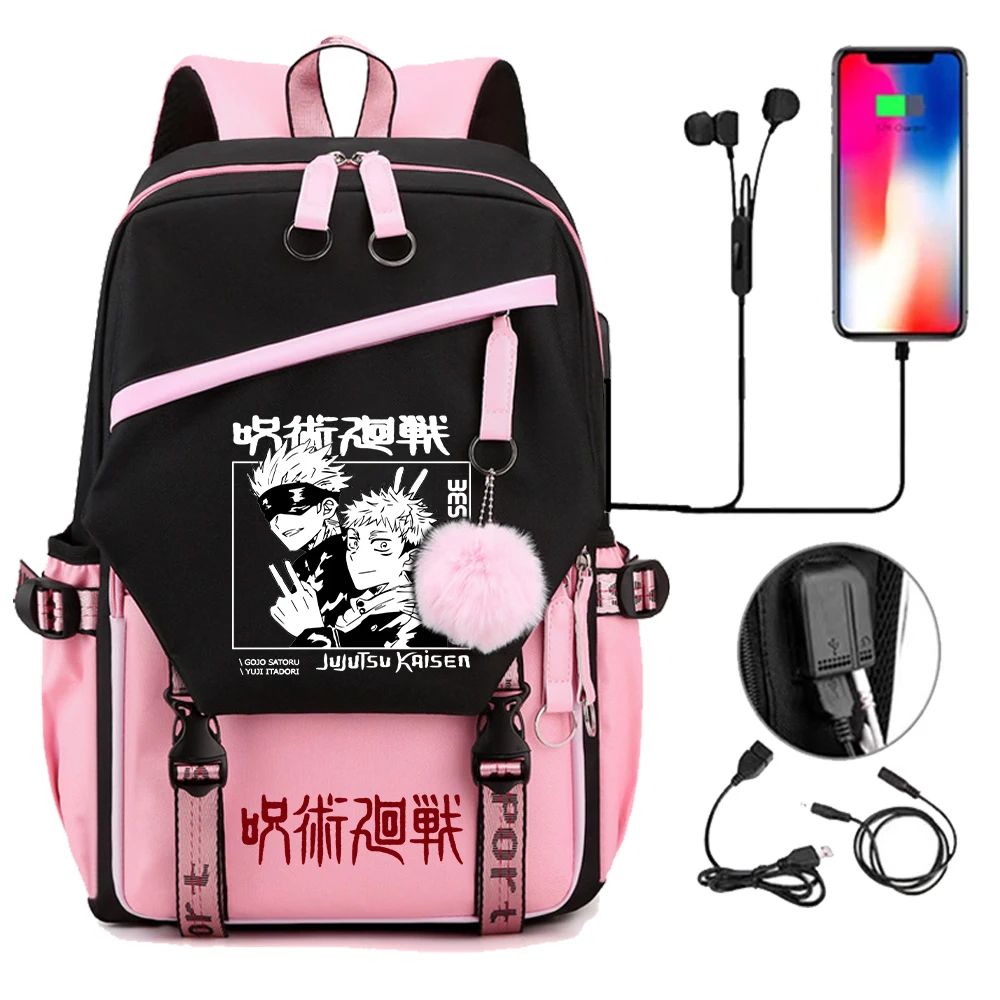 Mochila escolar de Anime para adolescentes, mochila escolar de Jujutsu Kaisen Yuji...