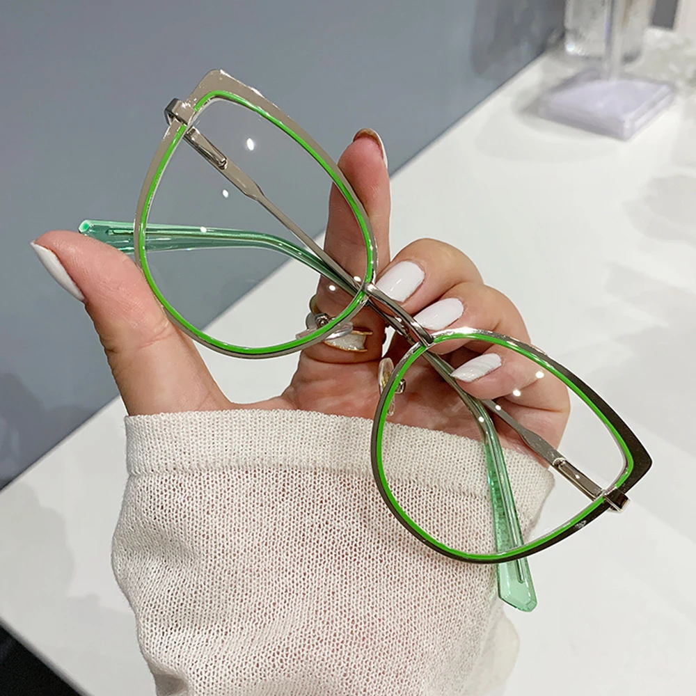 

Retro Cat Eye Anti-blue Light Glasses Women Men Computer Optical Glasses High Quality Metal Frame Glasses Plain Glasses
