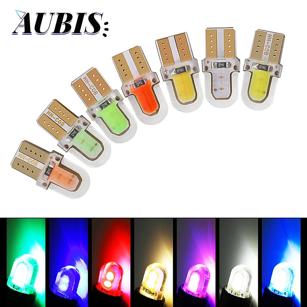 

W5w 194 168 High Bright Silicone License Plate light Canbus T10 led For Car interior lights Instrument Bulbs Pink Blue White 12V