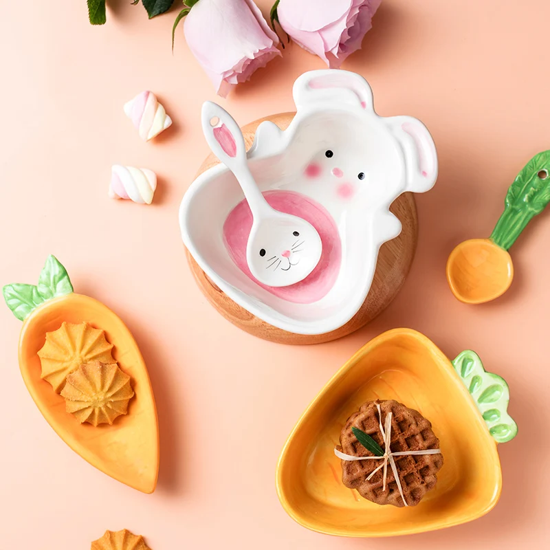 

Миска для завтрака, милая фарфоровая посуда из мультфильма, зеркальная миска для риса в японском стиле, зеркальная миска