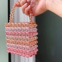 new colorful beaded handmade custom luxury pink beach summer fashion casual handbags women bags designer purses transparent bags