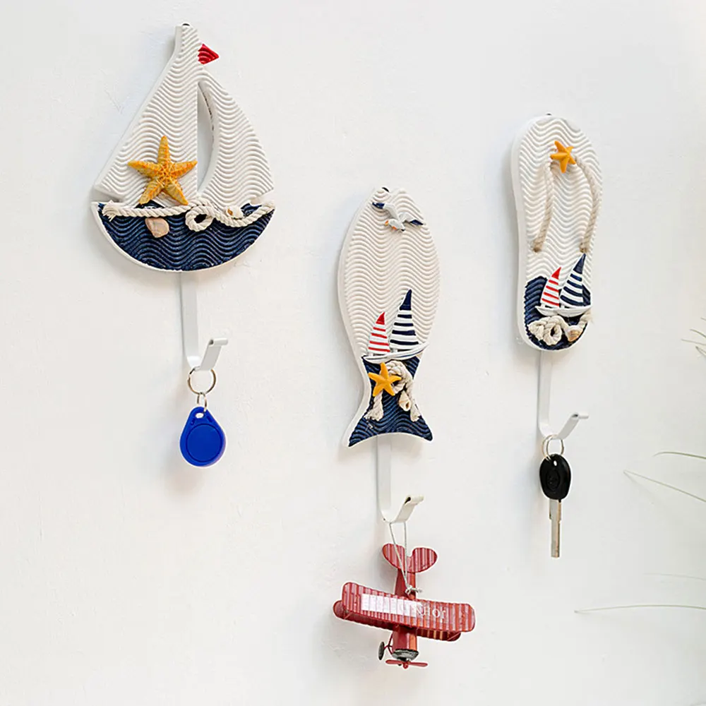 

Mediterranean Style Wooden Hooks Nautical Jackets Hats Clothes Wall Hooks Hangers Home Wall Hanging Home Decor