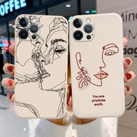 abstract face line phone case for iphone 11 funda iphone 12 13 pro max x xr xs max 6 6s 7 8 plus 12 mini se 2020 soft back cover
