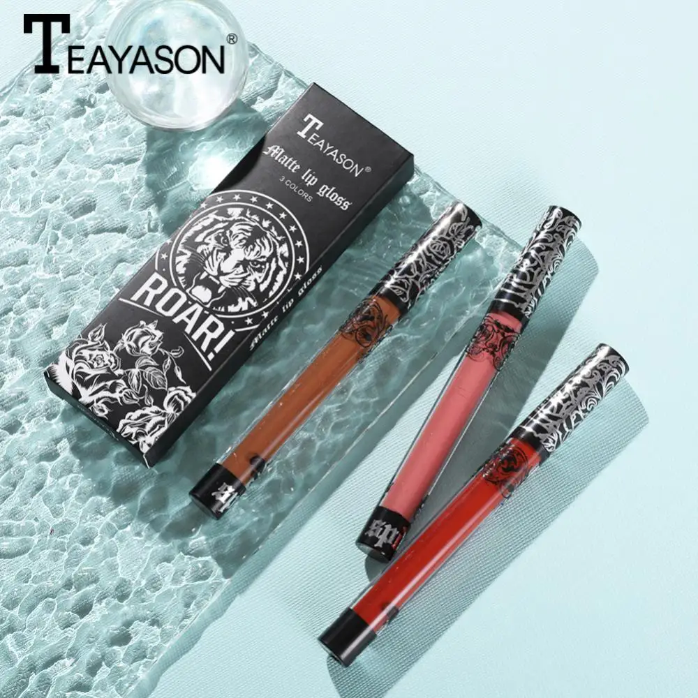 

3pcs Set Velvet Matte Lip Gloss Waterproof Non-stick Cup Lipgloss Gothic Lip Glaze Moisturizing Lipstick Gift Set Lips Makeup