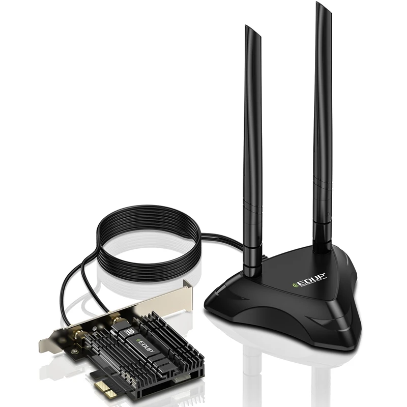 

EDUP Wifi 6E AX210 Pro Dual Band Wireless Network Adapter 2400Mbps Bluetooth 5.2 Wifi Network Card 2.4G/5G/6Ghz PCIE Adapter