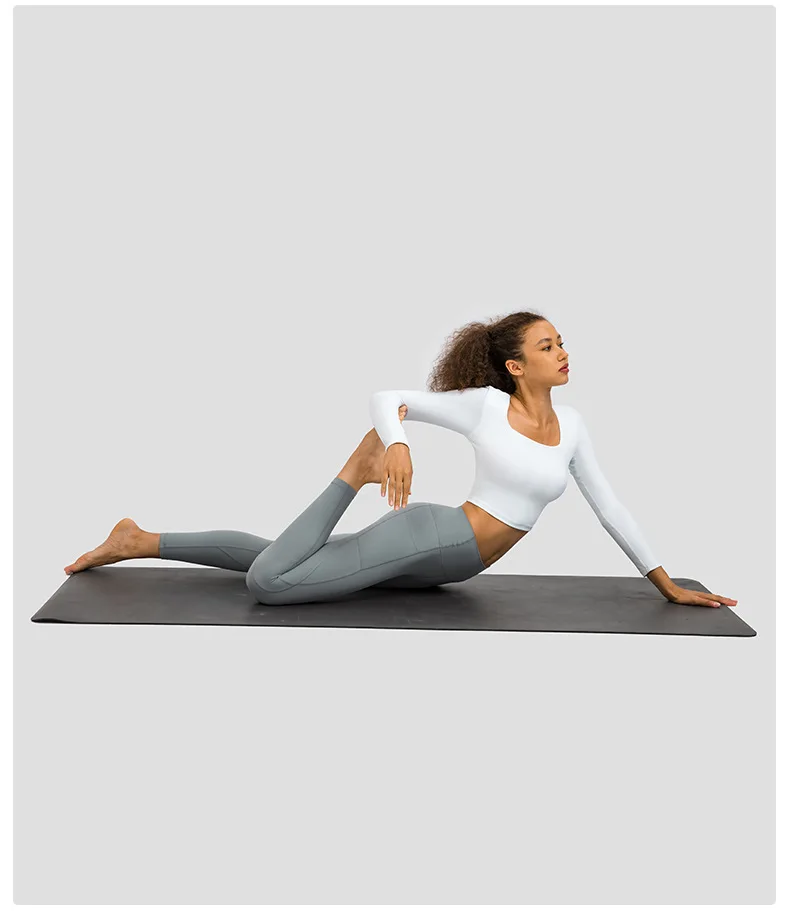 Yoga Sport Fitness Womens Clothing Gym Shirts Women's Long Sleeve Top Sportswear Outdoor Jogging Leisure Crop Top with Chest Pad