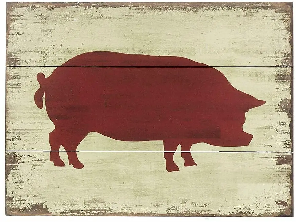 

Деревянные знаки Bar, силуэт Красной свиньи, ретро, винтажный деревянный знак, деревенский Декор для дома 12x8 дюймов