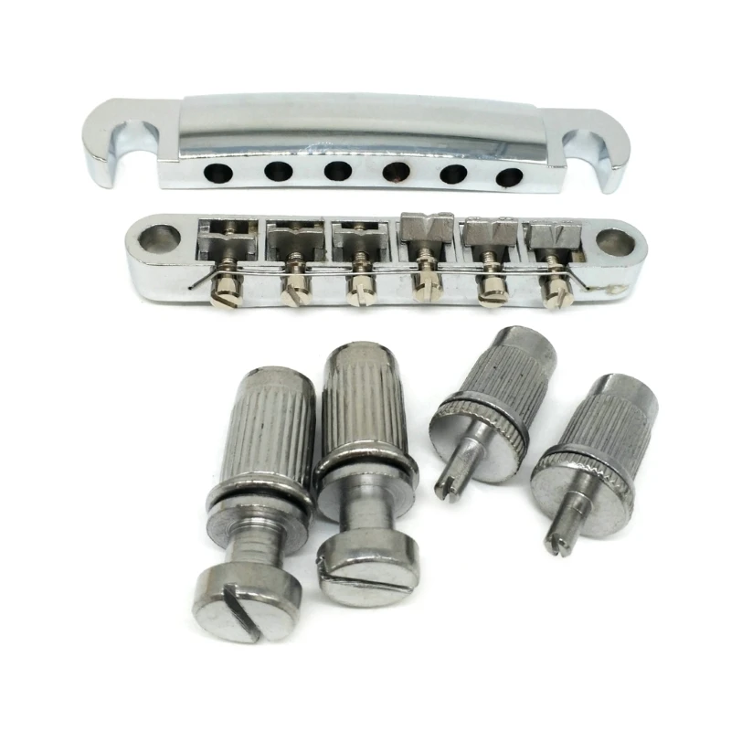 

831C Tune O Matic Bridge, Rollers Saddle Tune O-Matic Guitar Bridge with Tailpiece & Studs for LP Guitar Replacements Kits