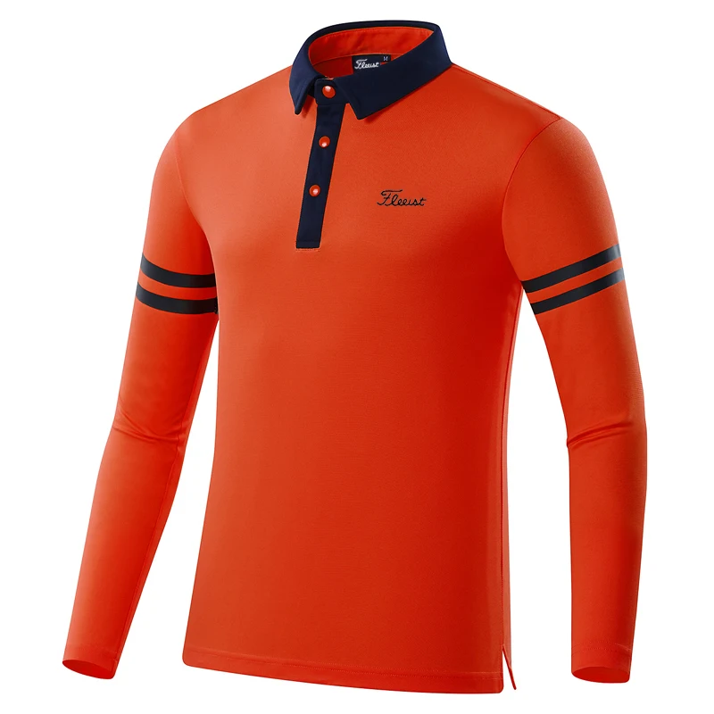 2023 Spring Golf Clothing Men Breathable Quick Dry Outdoor Sports Sweat Absorption Long Sleeve Polo Shirt Tide Top
