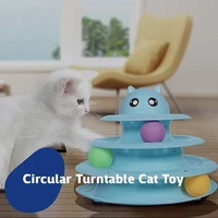 cats toys 4 layers turntable balls play track plate cat accessories interactive toy indoor pet supplies for cats kitten teasers
