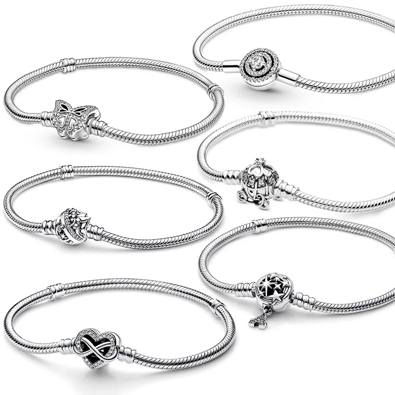 

Eternal Symbol Castle Meteor DIY Snake Bone Bracelet (Compatible With Pandora Charm) S925 Silver Plated