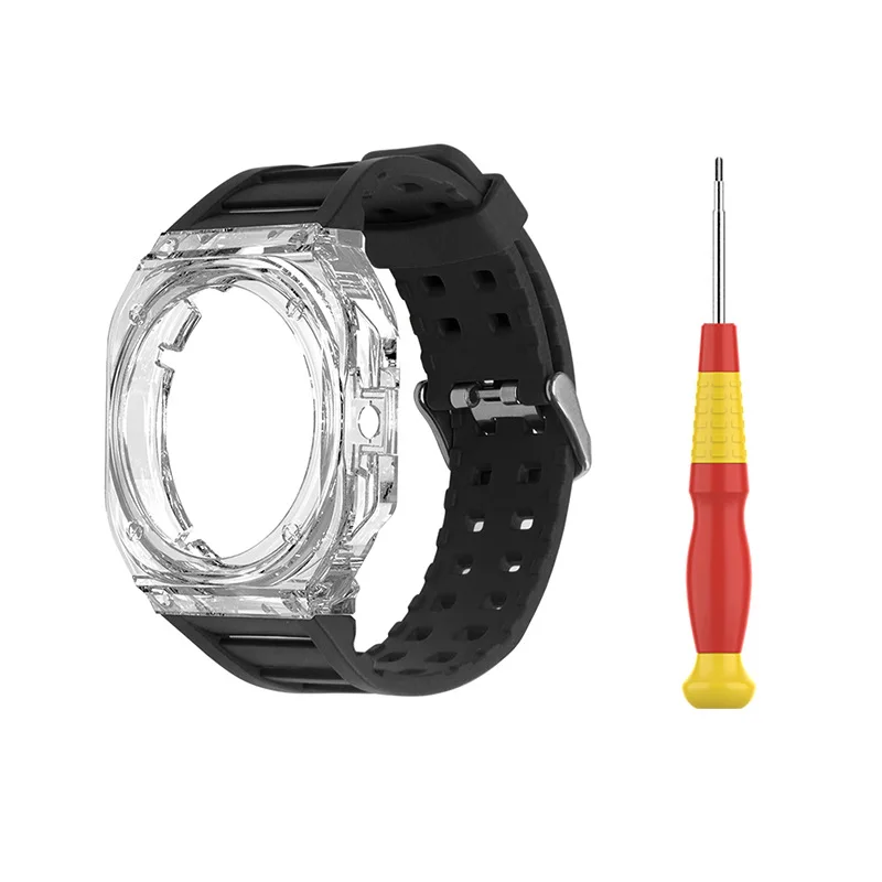 Transparent Glacier Case Band Modification Kit For HUAWEI GT Cyber Watch Silicone Bracelet For GT Cyber Rubber Sport Strap Band