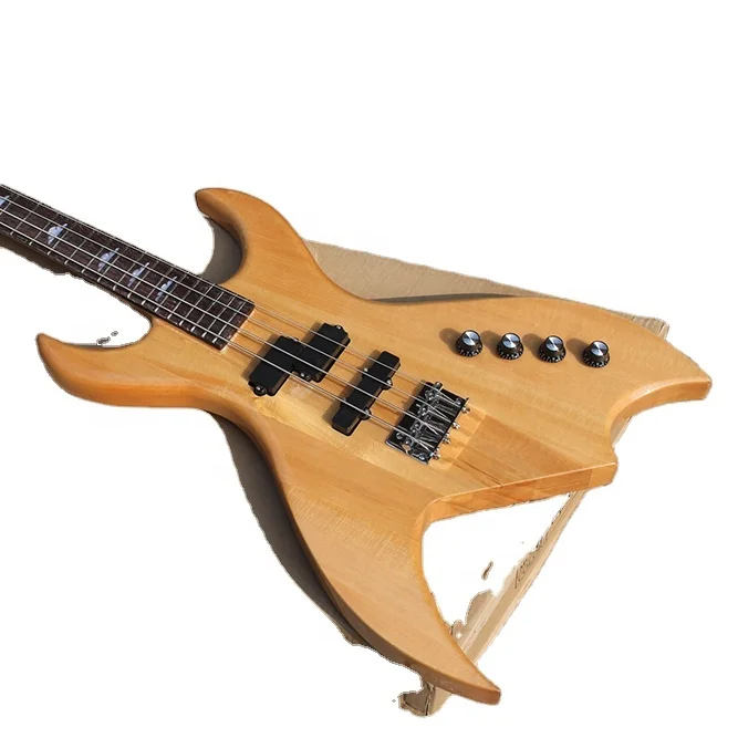 

Flyoung Unusual Shape Electric Bass 4 Strings Electric Bass Guitar Neck Trough Bass
