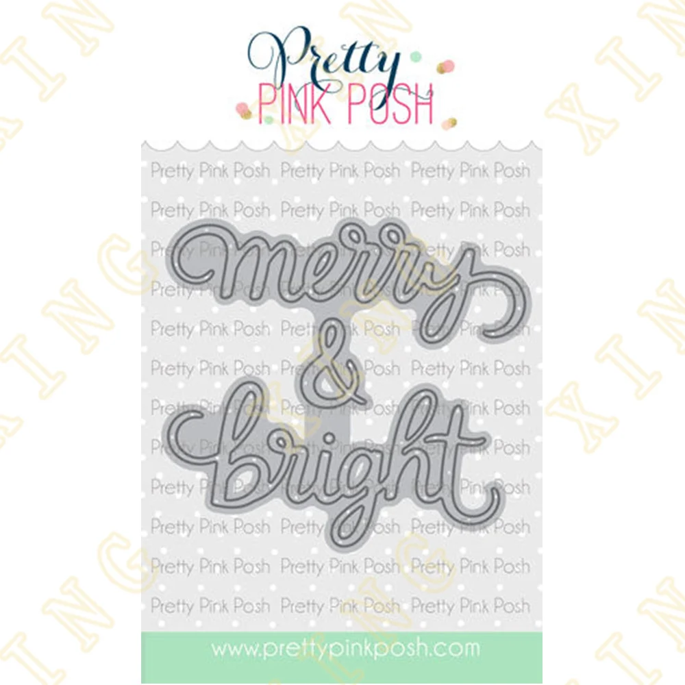 

Merry & Bright Script Metal Cutting Dies Scrapbook Diary Decoration Stencil Embossing Template Diy Greeting Card Handmade 2022