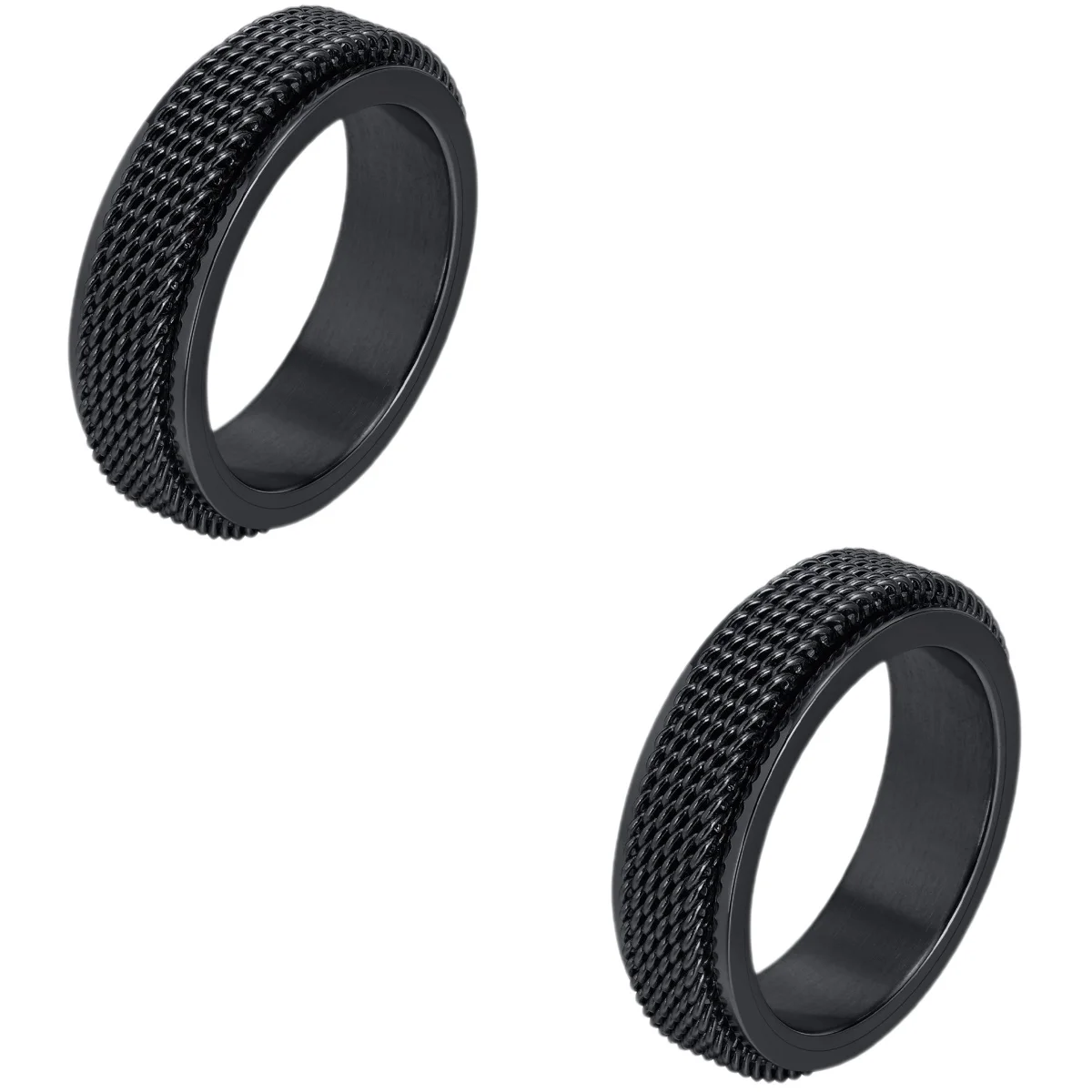 

2 Count Ring Jewelry Men Fidget Ring Stainless Steel Mens Rings Cool Rings Fashion Jewelry Ring Mesh Men's Ring