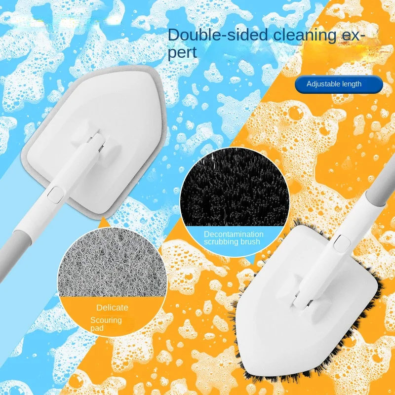 

Dual-purpose floor brush hard brush bathroom brush retractable multi-function triangular floor brush long handle cleaning brush