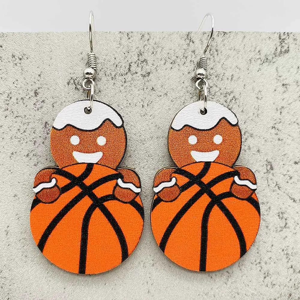 Рождественские деревянные серьги в виде деда мороза регби спортивные поклонники