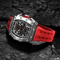 TSAR BOMBA Mens Watch Top Brand Luxury Tonneau Clock 50M Waterproof Stainless Steel Wristwatch Sport Chronograph Watch for Men 5
