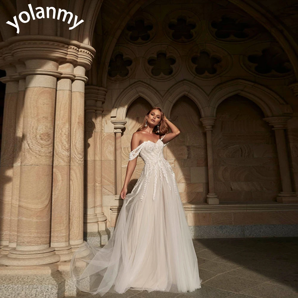 

YOLANMY Aline Sweetheart Off the Shoulder Grace Illusion 2023 Wedding Dresses For Mariages Fairytale Sleeveless Made To Order