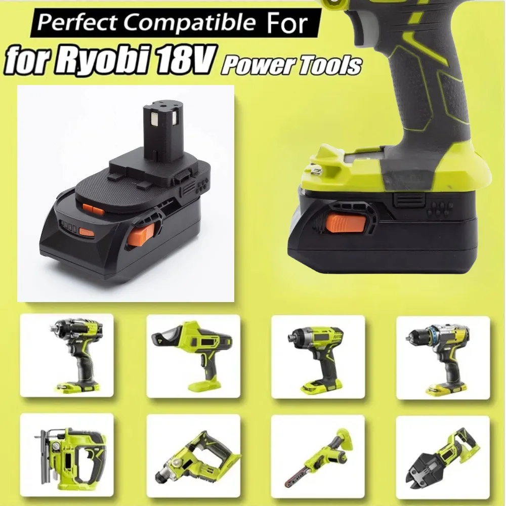 

Адаптер/конвертер аккумулятора для литий-ионных аккумуляторов Ridgid AEG 18 В для аккумуляторных электроинструментов серии Ryobi ONE + 18 В (только адаптер)