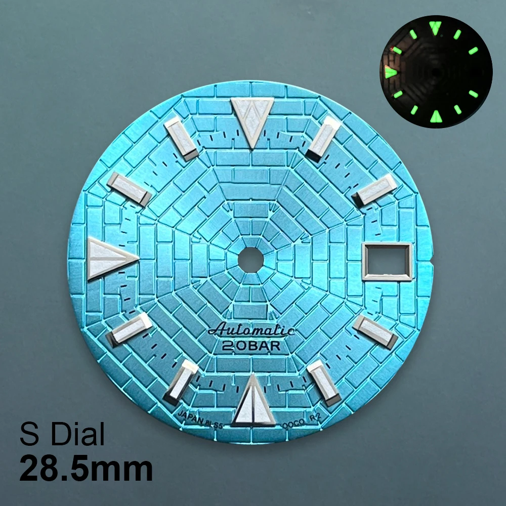 Циферблат QUJING 28 5 мм зеленый светящийся для механизма NH35