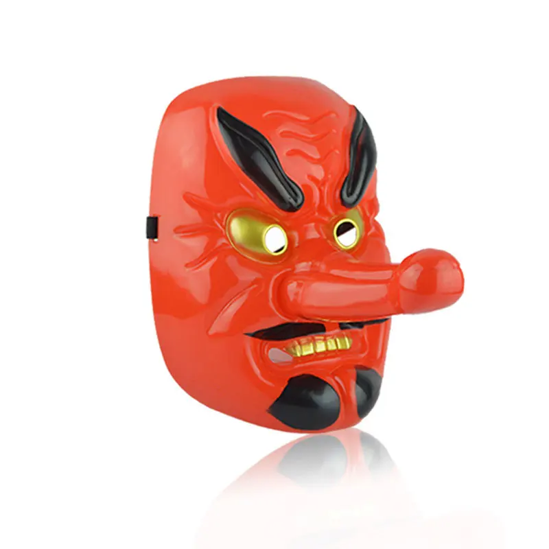 Фото Японская Маска Tengu с длинным носом, буддийская праджна, самурайская красная пластиковая маска воина №2
