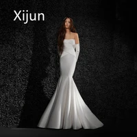 xijun formal classical evening dresses elegant mermaid ivory backless prom dresses strapless trumpet sweetheart robe de soiree