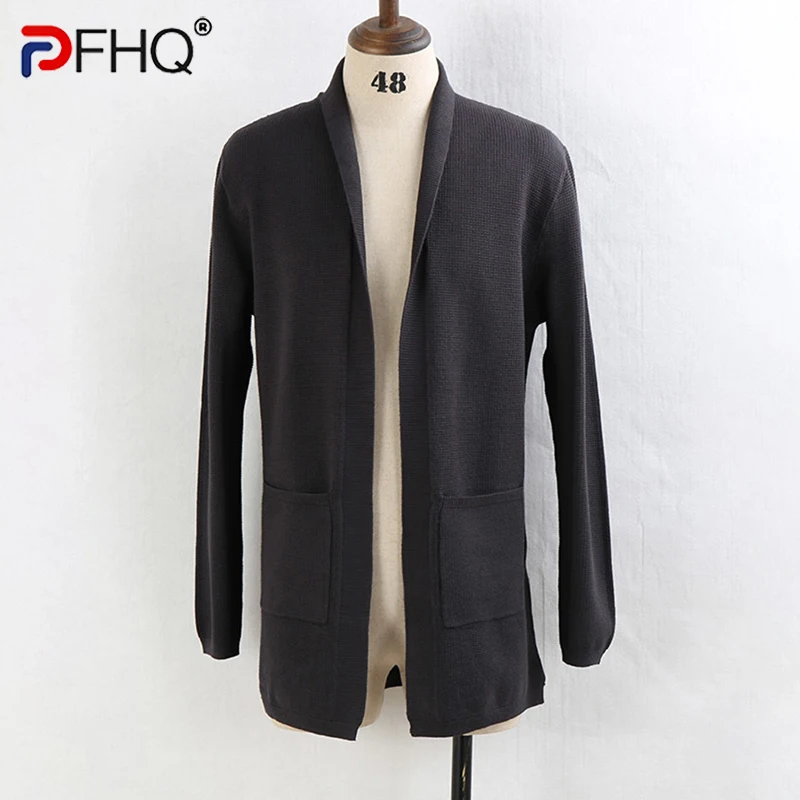 

PFHQ 2023 Men's Elegant Trendy Solid Color Sweaters Outerwear Tops Luxury Designer Knitted Cardigans Autumn Coats Free Shipping