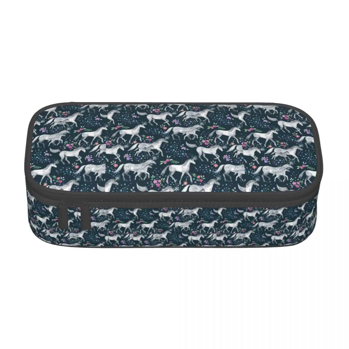 

Unicorn And Stars Pencil Case Floral Print Teens Stationery Zipper Pencil Box Big Fashion Pen Pouch