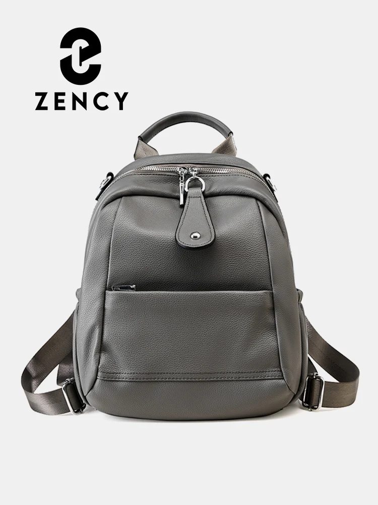 

Zency Stylish Cowhide Leather Backpack For Women A4 School Bag Casual Large Capacity Versatile Travel Backpack Satchel Shoulder