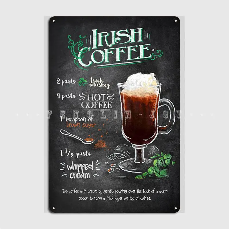 

Irish Coffee Poster Metal Plaque Cinema Kitchen Party Vintage Wall Plaque Tin Sign Posters