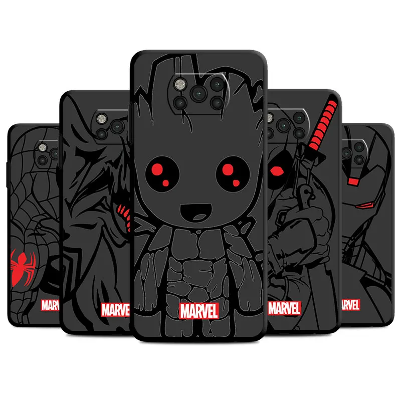 

Silicone Case Cover for Xiaomi Poco X3 Pro C40 X4 GT X3 NFC F1 C50 M3 12 11 Lite Black Shell Fundas Iron Man Spiderman Art Red