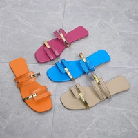 womens clear sandals ladies fashion summer leather flat bottom square toe open toe beach slippers wide women sandals