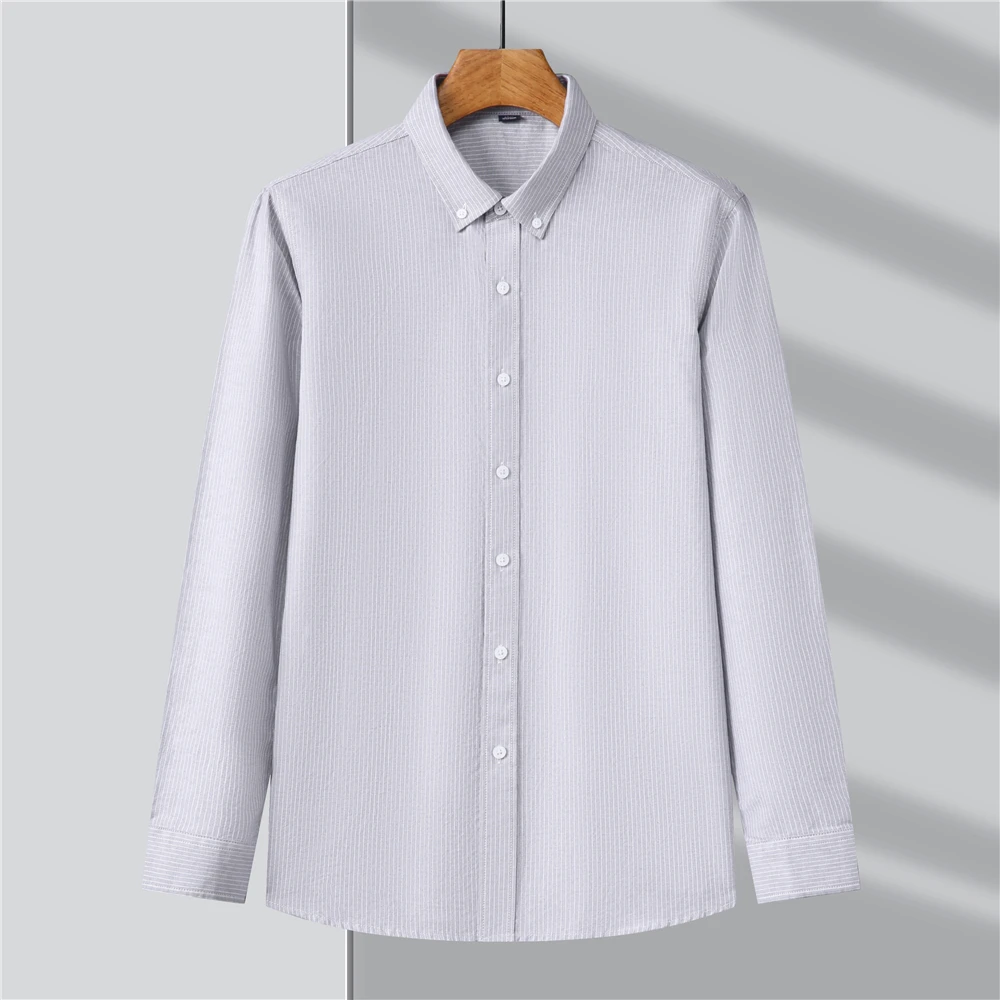 COODRONY 100% Pure Cotton Shirt Men Clothing Autumn Winter Luxury Social Blouse Business Casual Striped Long Sleeve Shirts Z6071