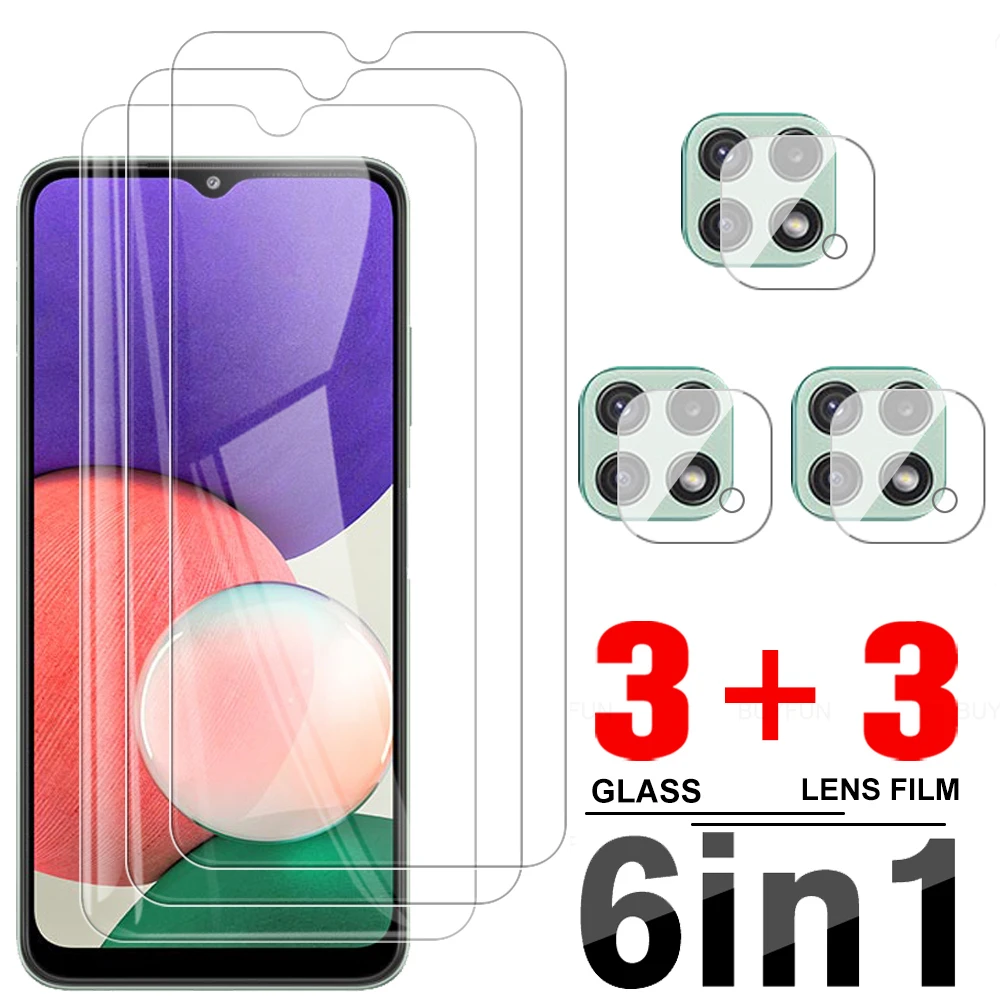 

6in1 Screen Tempered Glass Protector For Samsung galaxy A22 A32 A52 A52s A72 4G 5G A12 A53 A13 4G Canera Lens Protective Film