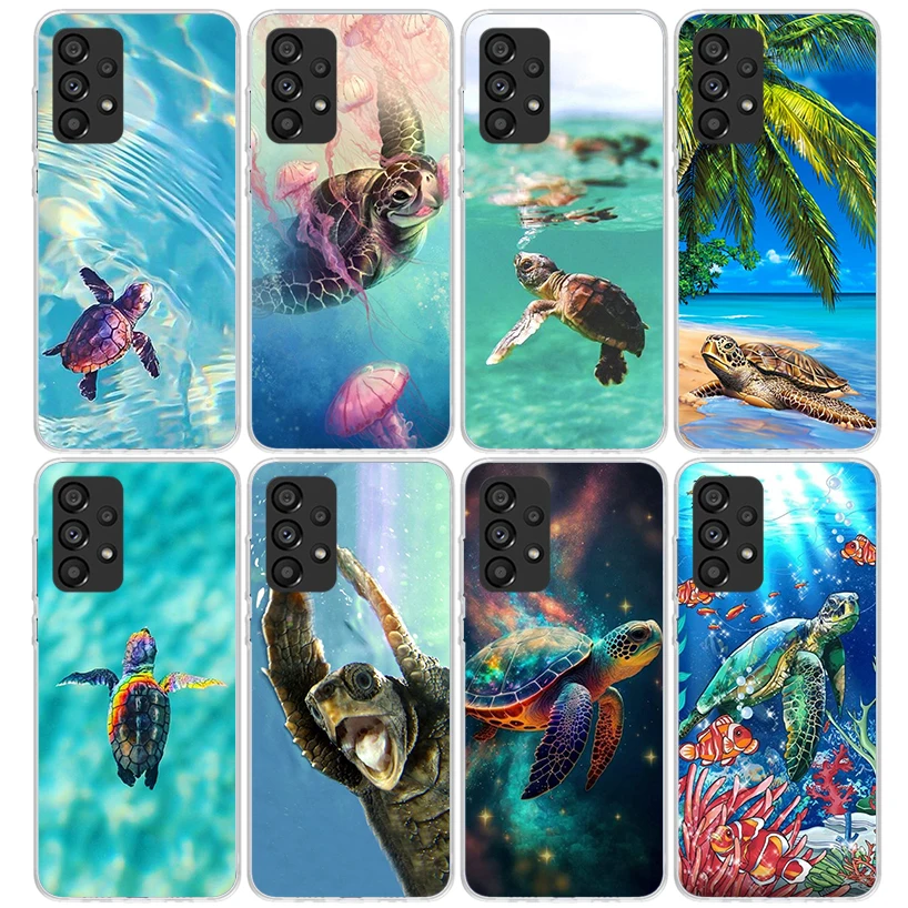 Sea Turtle Aqua Phone Case for Samsung Galaxy A15 A25 A35 A55 A14 A24 A34 A54 A13 A23 A33 A53 A12 A22 A32 A52 A05S A04S A03S