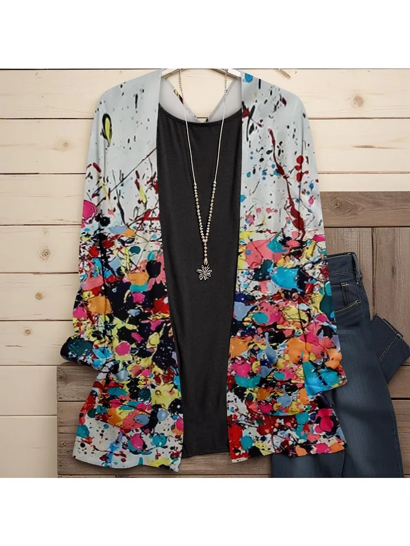 Женский Кардиган с длинным рукавом и карманами размеры 1x L-5XL