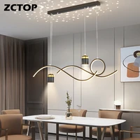 modern led restaurant pendant lights luxury long strip hanging lamp creative dining room bar simple dimmable chandelier fixtures